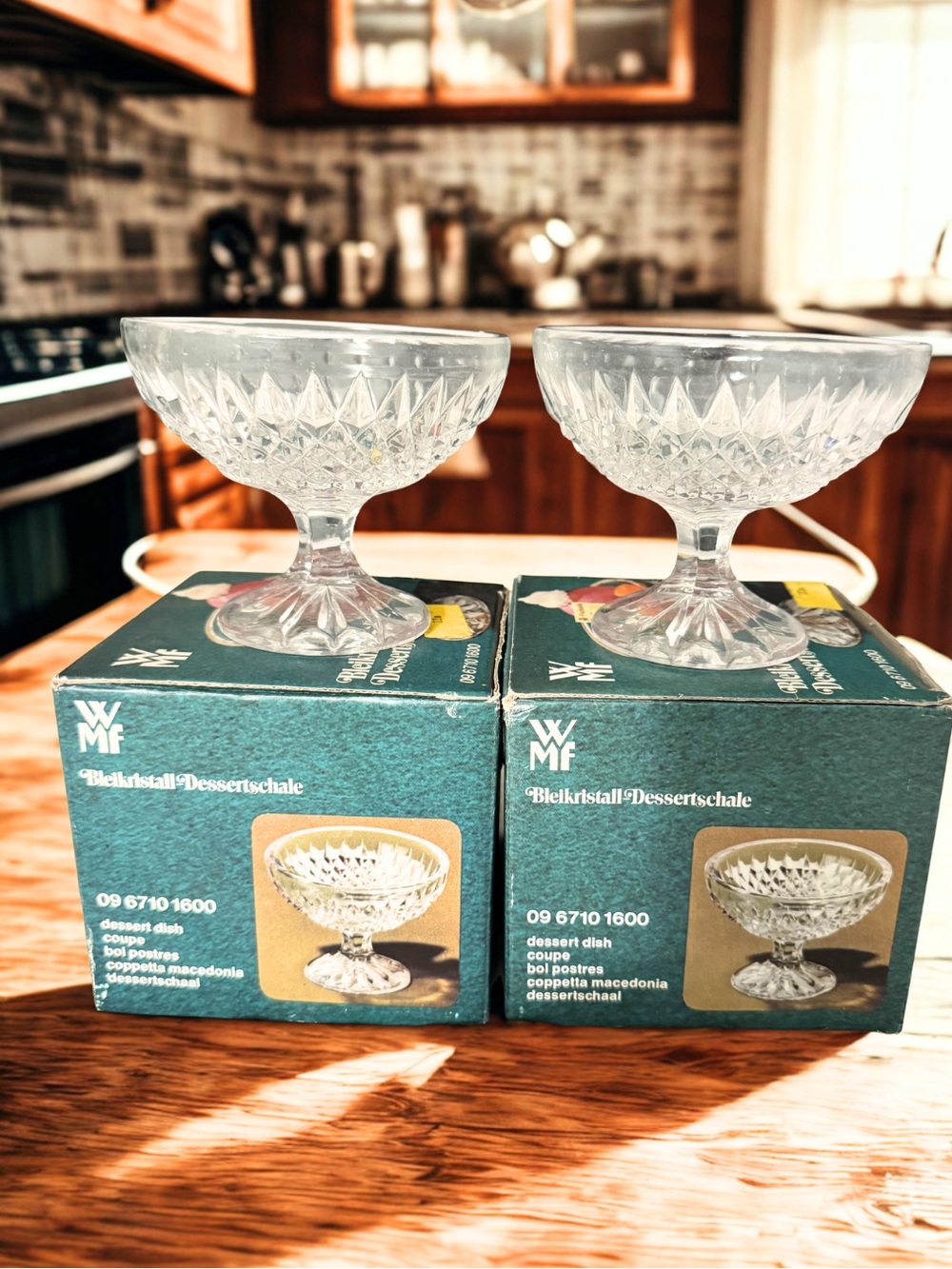 Vintage WMF‎ Bleikristall Dessertschale Crystal Coupe DishPair in Original Boxes